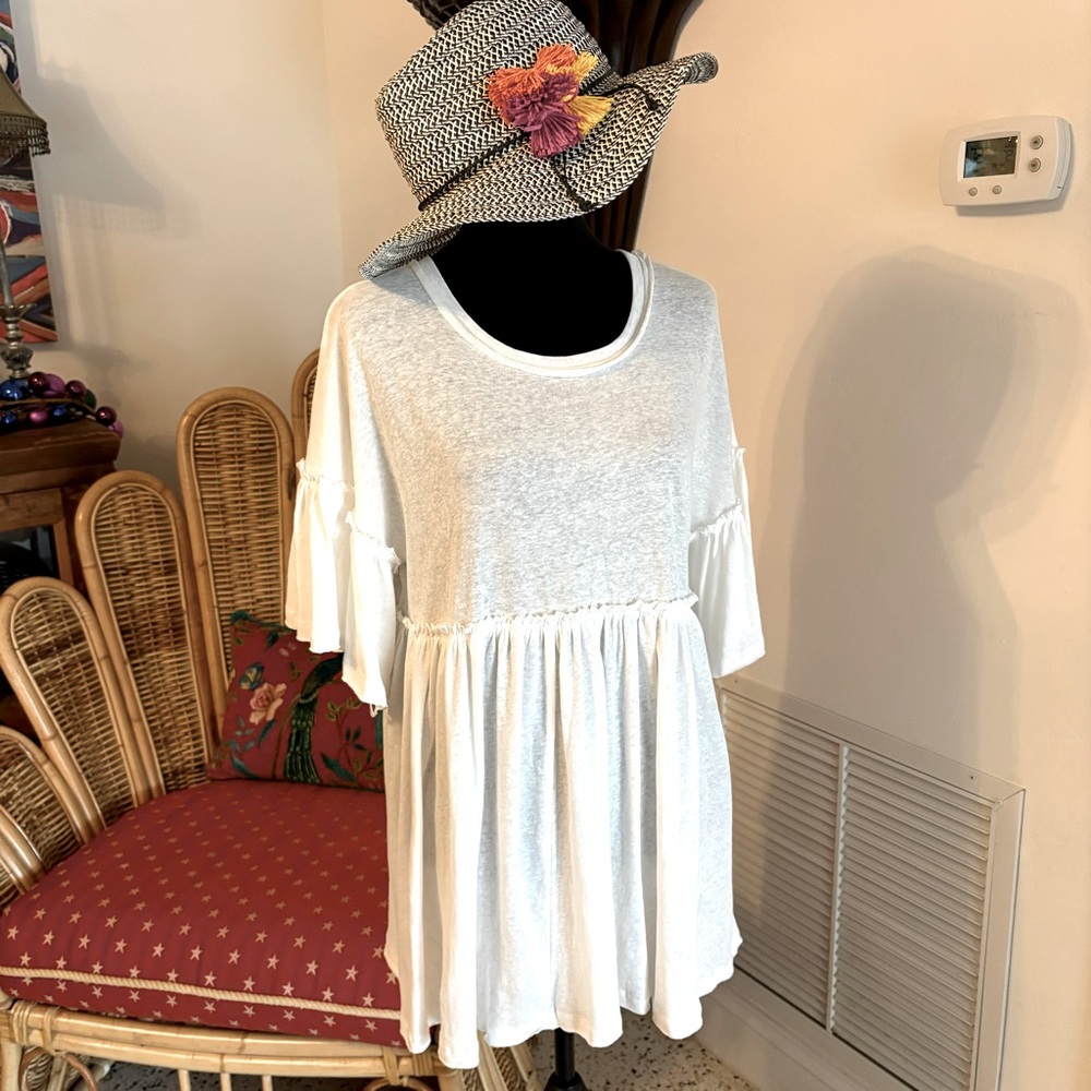 Talulah Anthropologie White Cotton Knit Bohemian Baby Doll Top! Like new. Medium